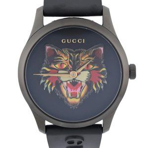 New Gucci Tiger G-Timeless 38mm YA1264021A Black PVD Quartz Watch w/Box & Papers